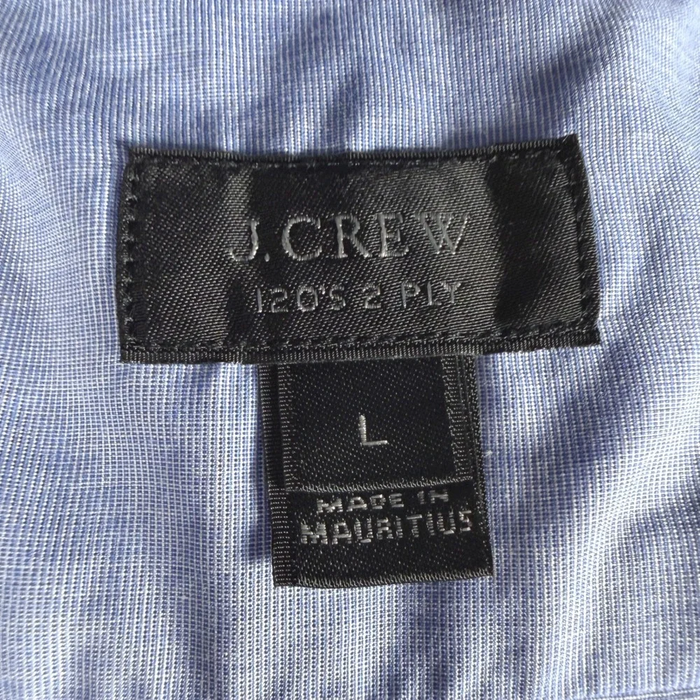 J.Crew Ludlow Mens Large Dress Shirt Light Blue 120's 2-Ply Cotton Long Sleeve